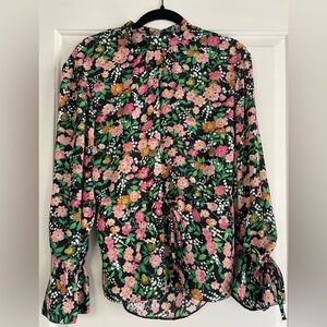 Reclaimed Vintage Floral Blouse - Black and Pink